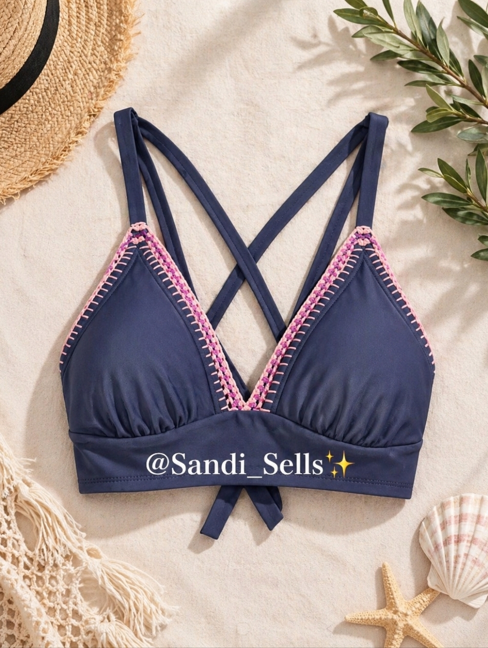 Xhilaration Slate Bralette with Pink Trim